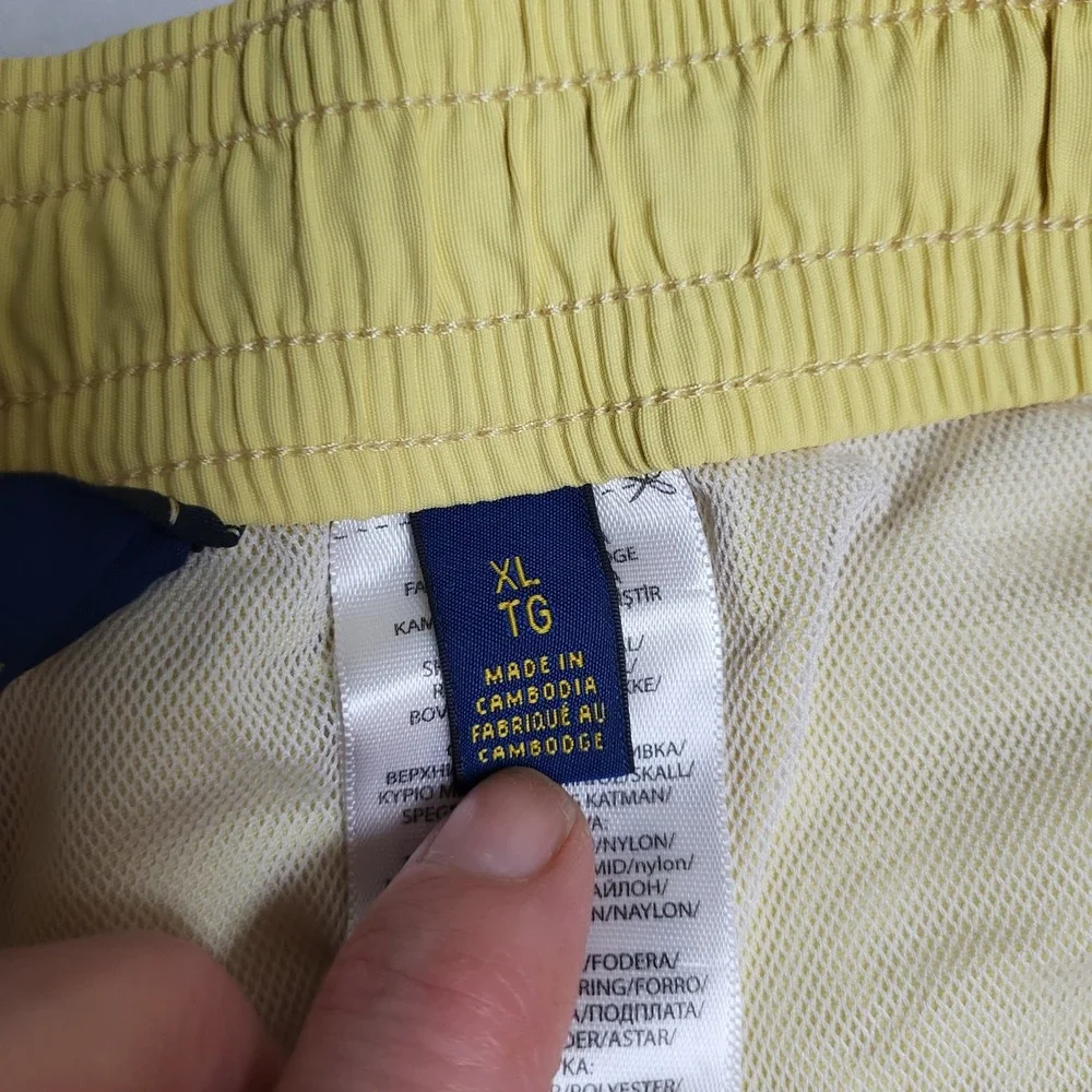 Polo Ralph Lauren Mens XL‎ Yellow Swim Trunks Mesh Lined Drawstring Pockets